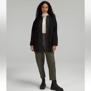 NWOT Lululemon Collarless Textured Sherpa Fleece Full Zip Long Black Jacket Sz 6